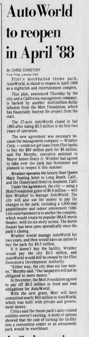 AutoWorld (Six Flags AutoWorld) - 1987 Article About Re-Open That Never Happened (newer photo)